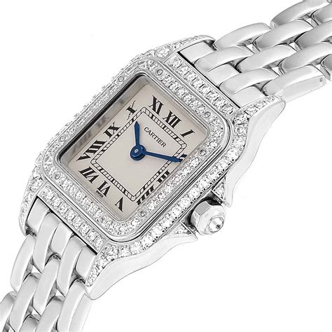 white cartier watch|cartier white gold diamond watch.